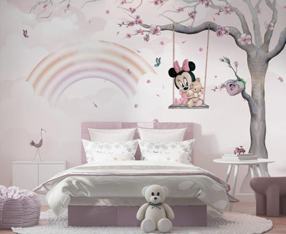 Minnie Mouse Gökkuşağı ve Salıncak Duvar Kağıdı 