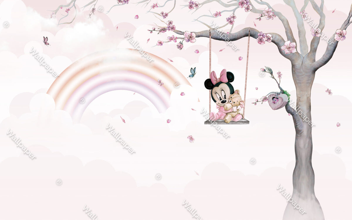 Gökkuşağı Salıncak&nbsp; Minnie Mouse Duvar Kağıdı Poster