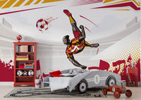 Kırmızı Futbolcu Toplar Duvar Kağıdı Poster