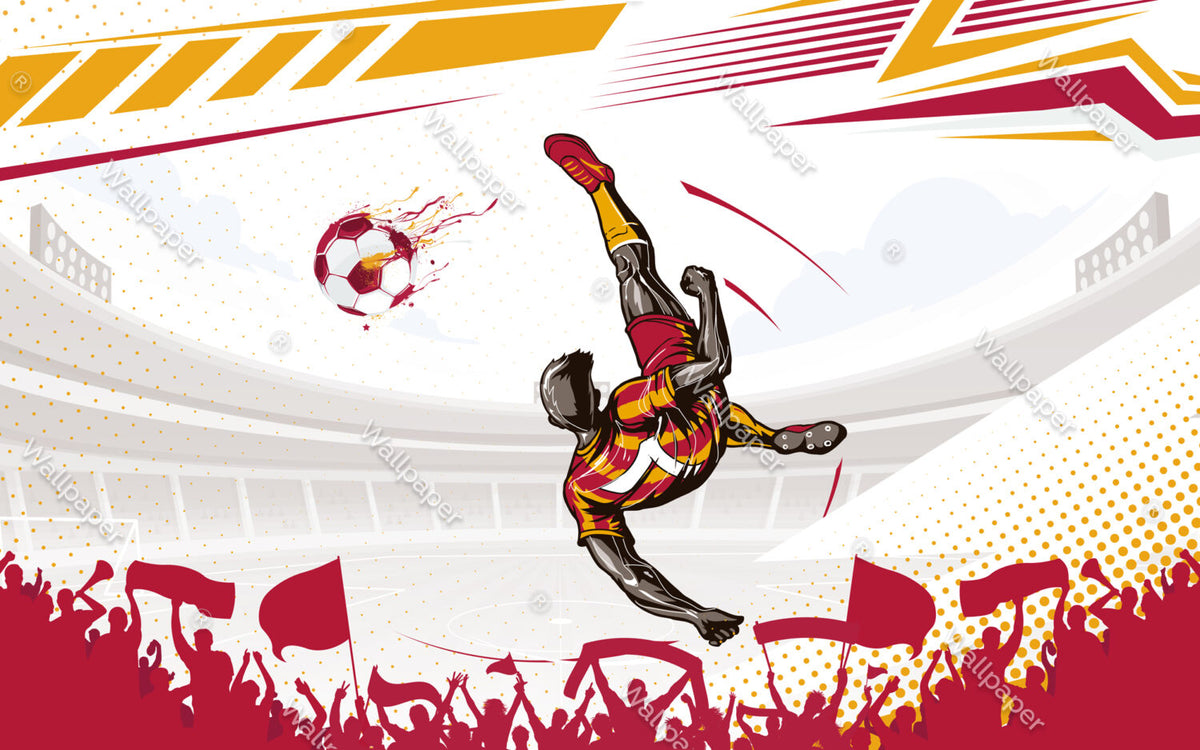 Kırmızı Futbolcu Toplar Duvar Kağıdı Poster