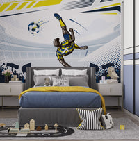 Mavi Futbolcu Toplar Duvar Kağıdı Poster