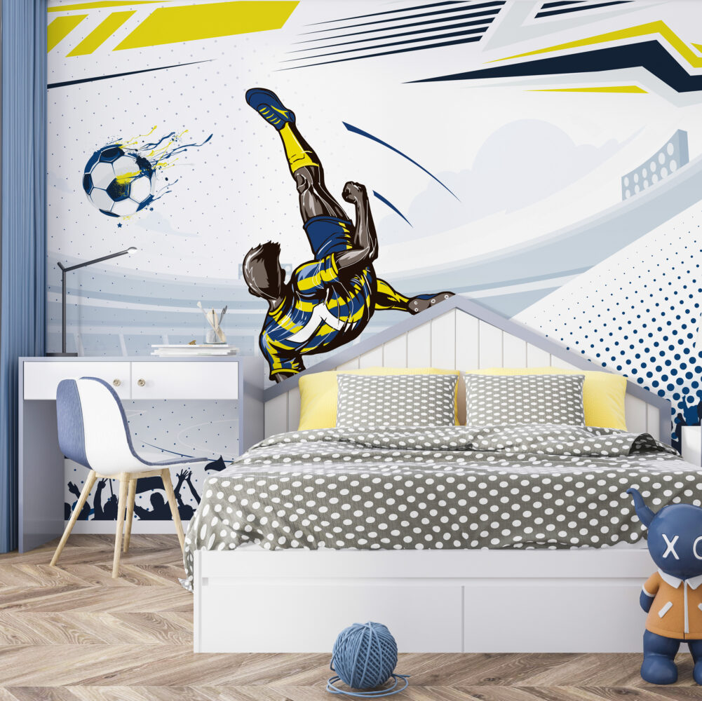 Mavi Futbolcu Toplar Duvar Kağıdı Poster