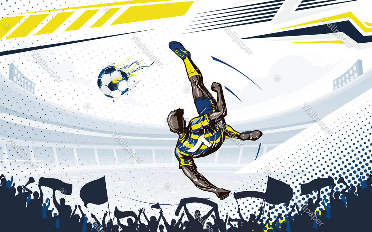 Mavi Futbolcu Toplar Duvar Kağıdı Poster