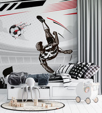Siyah Futbolcu Toplar Duvar Kağıdı Poster
