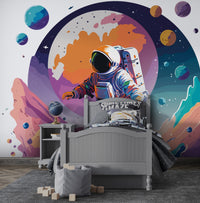 Astronot Ay Yürüyüşünde Duvar Kağıdı Poster