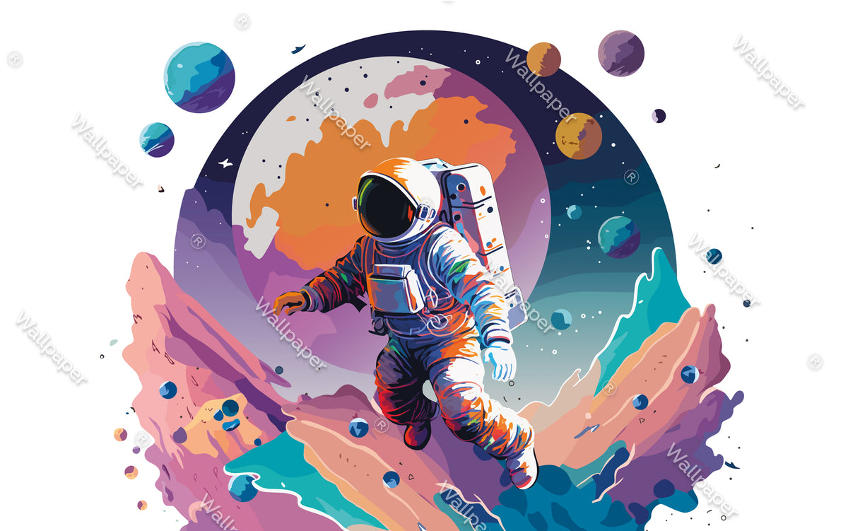 Astronot Ay Yürüyüşünde Duvar Kağıdı Poster