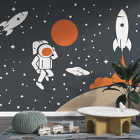 Astronot Uzay Çağı Füze Ay Duvar Kağıdı Poster