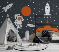 Astronot Uzay Çağı Füze Ay Duvar Kağıdı Poster