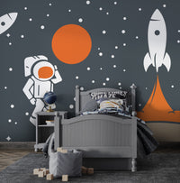 Astronot Uzay Çağı Füze Ay Duvar Kağıdı Poster