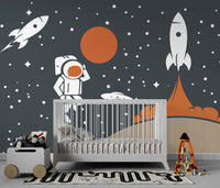 Astronot Uzay Çağı Füze Ay Duvar Kağıdı Poster