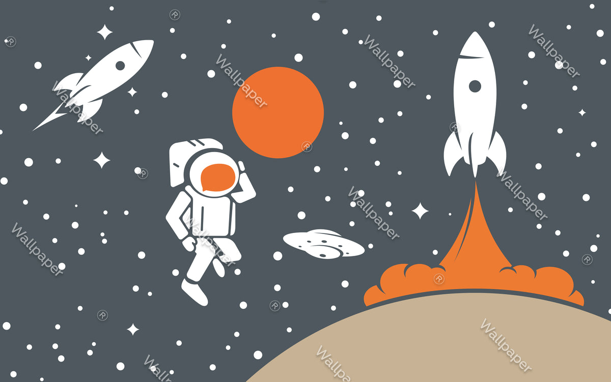 Astronot Uzay Çağı Füze Ay Duvar Kağıdı Poster