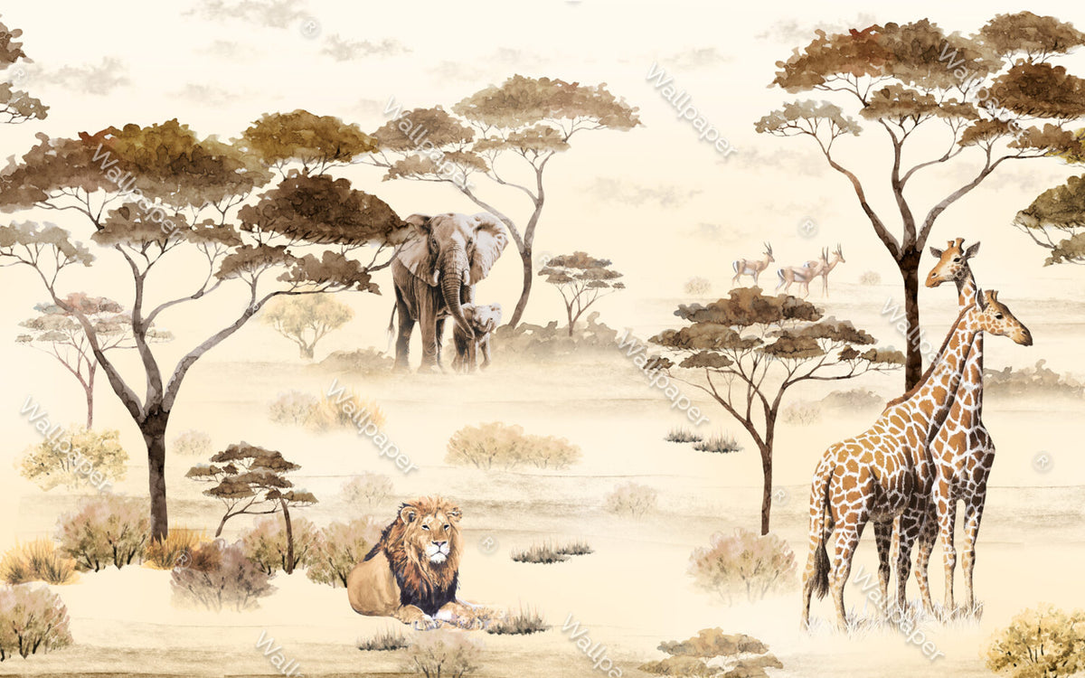 Safari Hayvanları Afrika da Duvar Kağıdı Poster