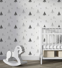 Ağaçları Tavşan Minimalist Çam Duvar Kağıdı Poster