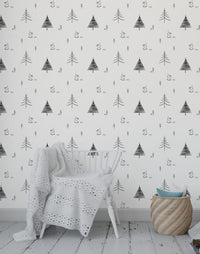 Ağaçları Tavşan Minimalist Çam Duvar Kağıdı Poster