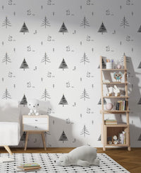 Ağaçları Tavşan Minimalist Çam Duvar Kağıdı Poster