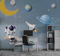 Kuran Astronot Ay'da Salıncak Duvar Kağıdı Poster