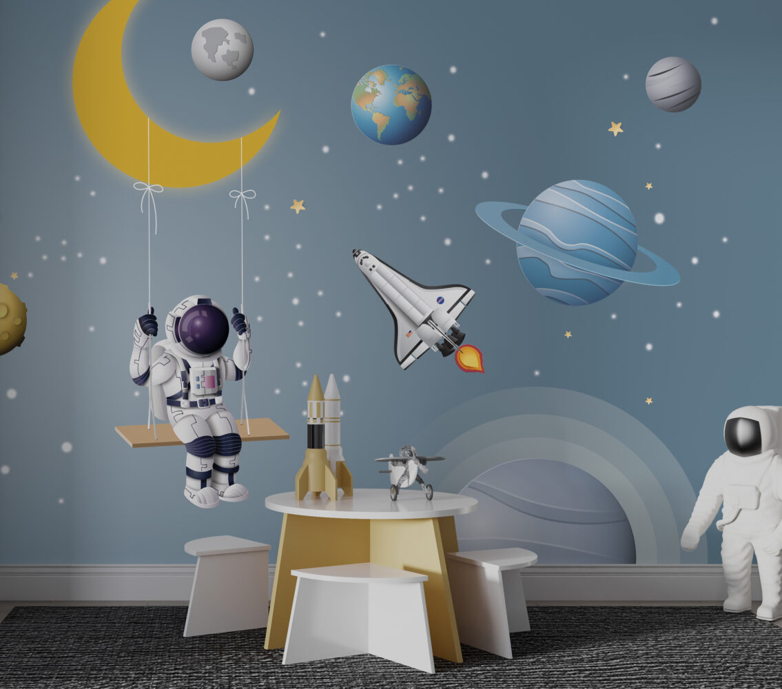 Kuran Astronot Ay'da Salıncak Duvar Kağıdı Poster