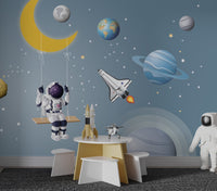 Kuran Astronot Ay'da Salıncak Duvar Kağıdı Poster