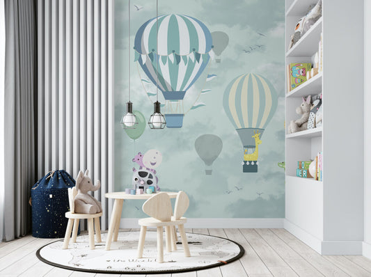 Balonlar Ve Bulutlar Temalı 3D Duvar Kağıdı | Duvar Kağıdı Marketi