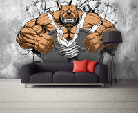 İçin Köpek Desenli 3D Spor Salonları Duvar Kağıdı Poster