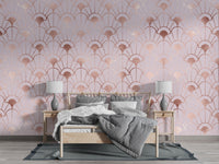 Modern Desen Pembe Geometrik Duvar Kağıdı Poster
