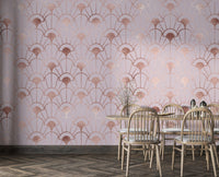Modern Desen Pembe Geometrik Duvar Kağıdı Poster