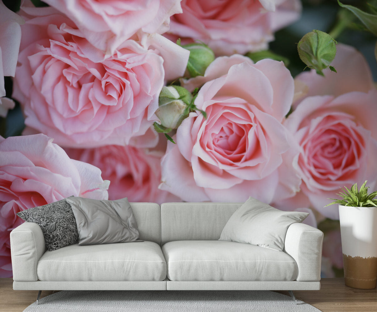 Pembe 3D Güller Duvar Kağıdı