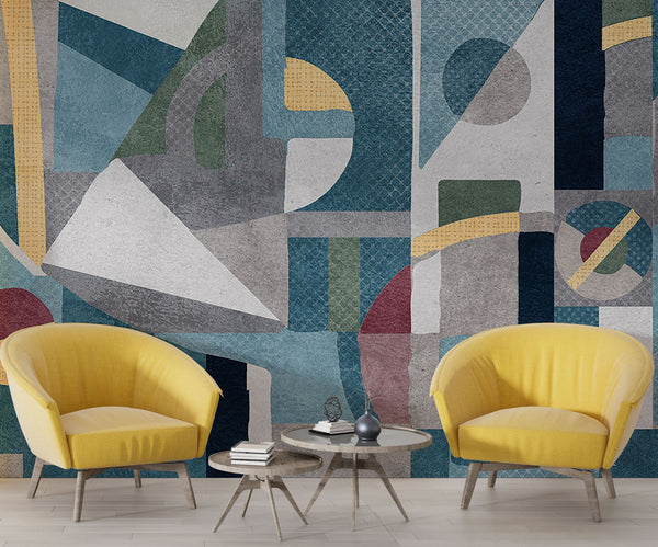 Desenler Modern Dokulu Geometrik Duvar Kağıdı Poster