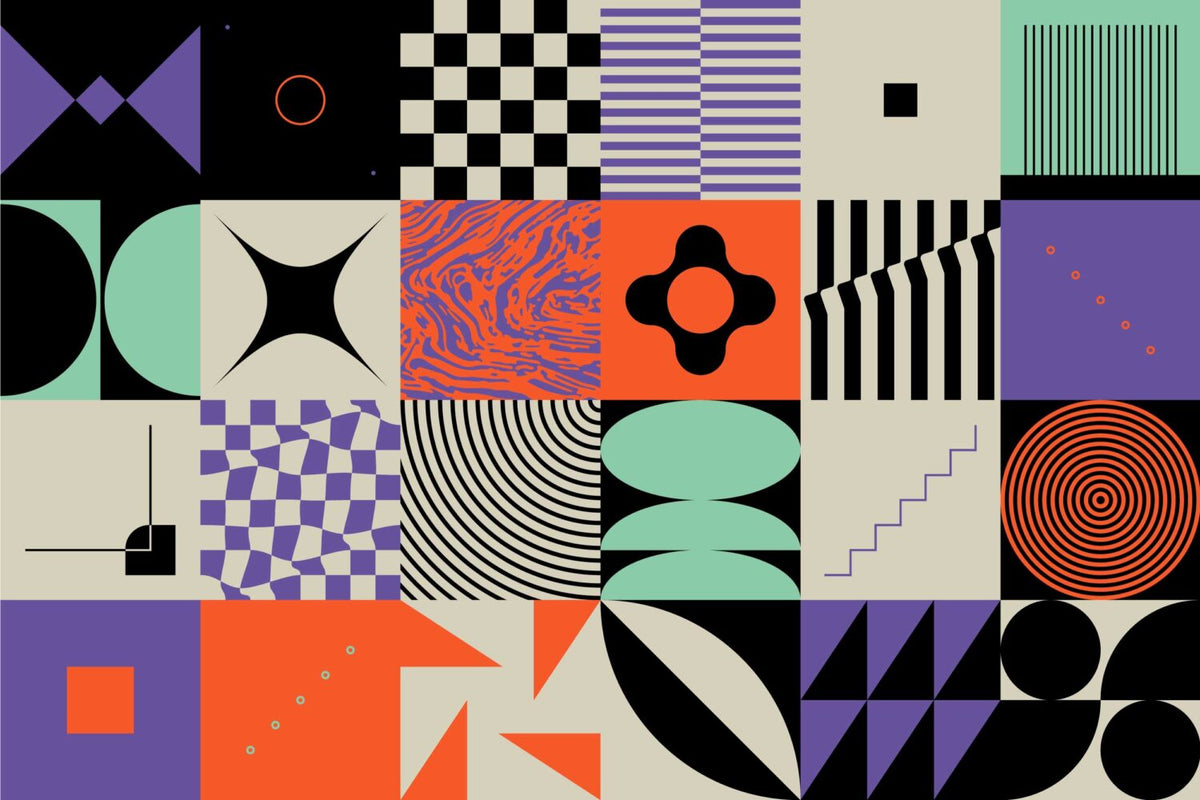 Desenler Modern Geometrik Renkli Duvar Kağıdı Poster