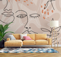 Kadın Yüzü Boho Soyut Duvar Kağıdı Poster