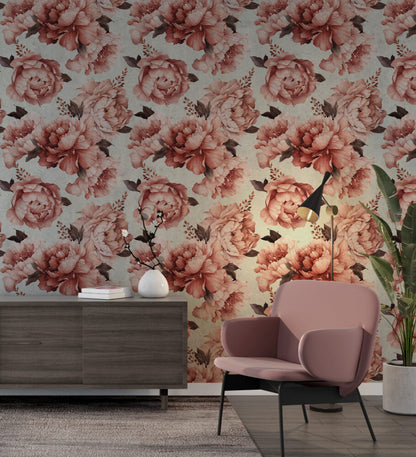 Pembe Gül Tekrar Desenli Duvar kağıdı