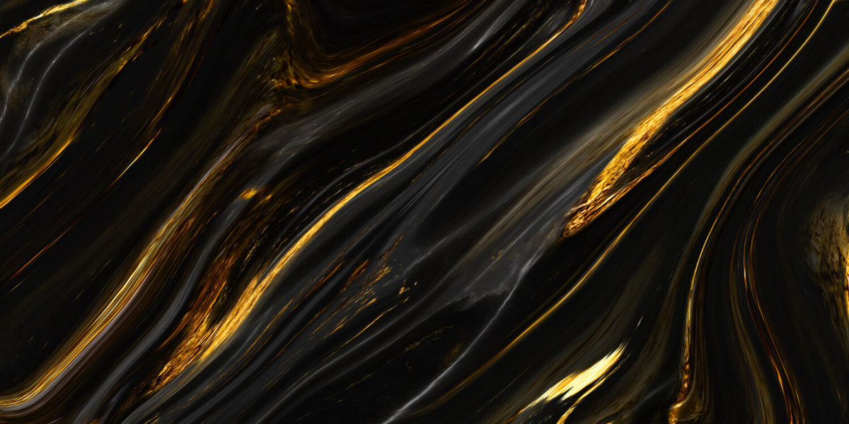 Siyah Mermer Desen Gold Damarlı Duvar Kağıdı Poster