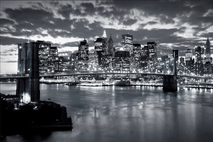Gece Manzarasında Brooklyn Köprüsü Duvar Kağıdı