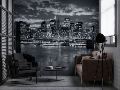 Gece Manzarasında Brooklyn Köprüsü Duvar Kağıdı