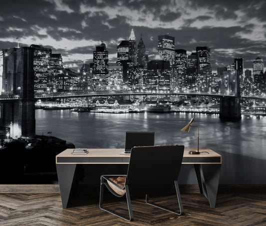 Gece Manzarasında Brooklyn Köprüsü Duvar Kağıdı