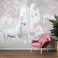 Ormanı Fantastik Unicorn Duvar Kağıdı Poster