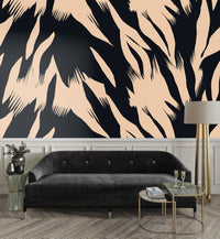 Abstract Fırça Deseni Siyah Beyaz Duvar Kağıdı Poster