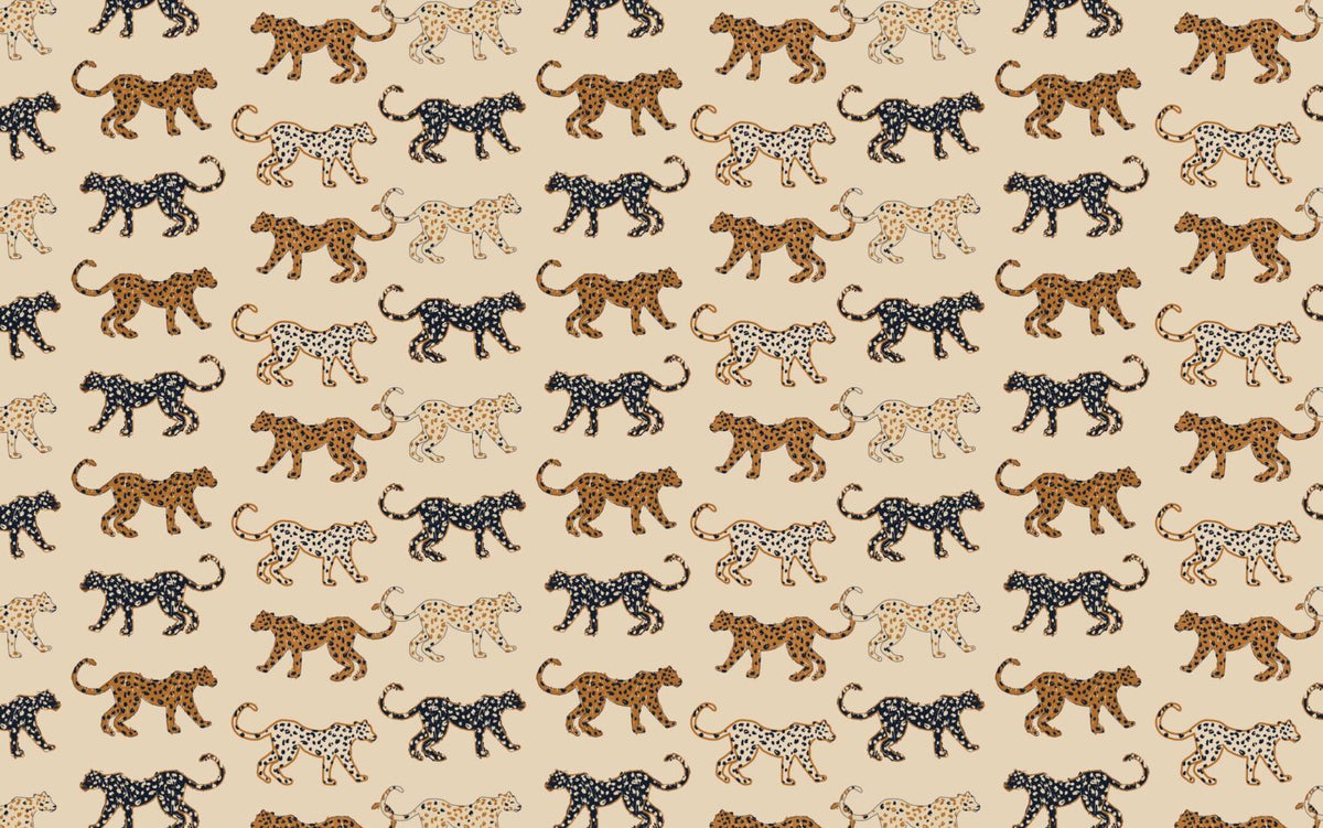 Desenli Retro Leopar Duvar Kağıdı Poster