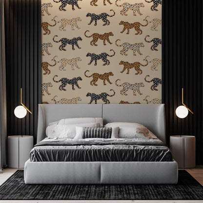 Retro Leopar Desenli Duvar Kağıdı