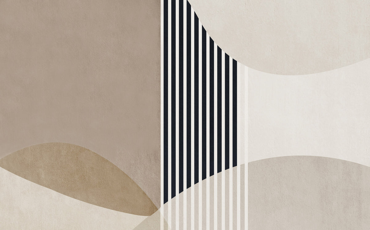 Geometrik Desenli Bej Renklerinde Duvar Kağıdı Poster