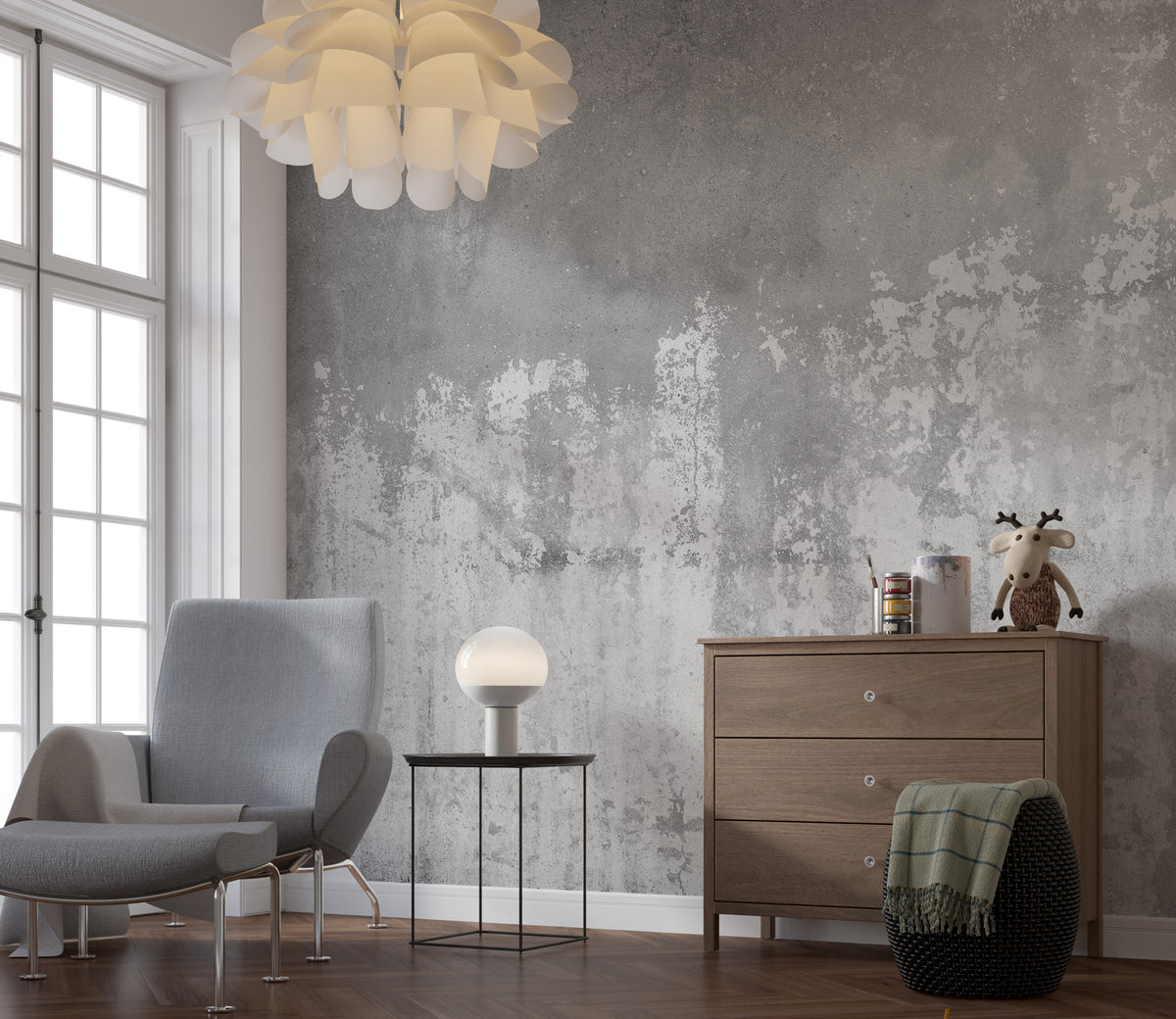 Görünümünde Eskitme Brüt Beton Duvar Kağıdı Poster