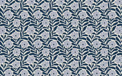 Pastel Mavi Minimal Çicekler Duvar Kağıdı