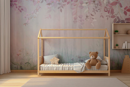 Soft Pembe Çiçeklerle Çevrili Orman Duvar Kağıdı