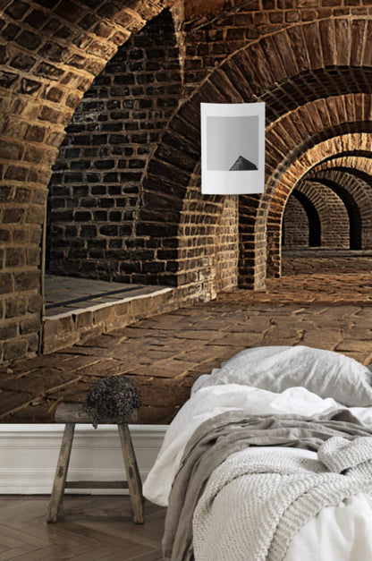 Yeraltı Şehir Desenli 3D Duvar Kağıdı