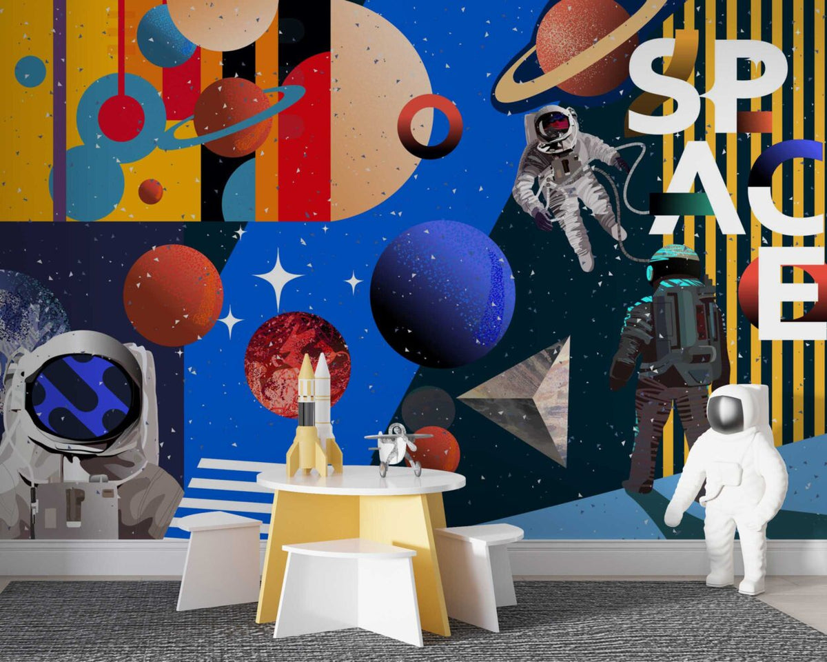 Astronot Gezegenli Duvar Kağıdı Poster