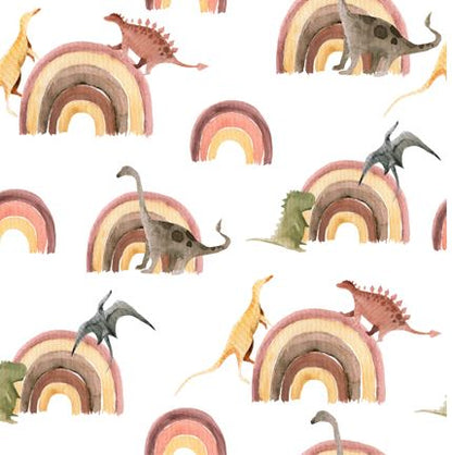 Dinozorlar ve Gökkuşağı Desenli Duvar Kağıdı