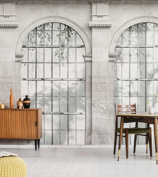 3D Beton Pencereli Duvar Kağıdı | Duvar Kağıdı Marketi