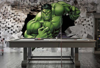 Adam Duvarı Kırılması 3D Hulk Yeşil Duvar Kağıdı Poster