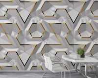 Geometrik Desenli Duvar Kağıdı Poster