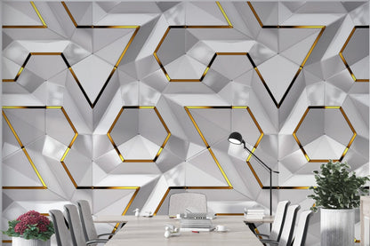 Geometrik Desenli 3D Duvar Kağıdı | Duvar Kağıdı Marketi